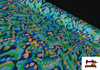 Tela de Viscosa Estampado Multicolor Azul