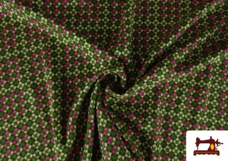 Tela de Viscosa Geométrica Multicolor color Verde