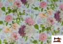Comprar Tela de Loneta Estampado Floral Crisantemo Ancho 140cm
