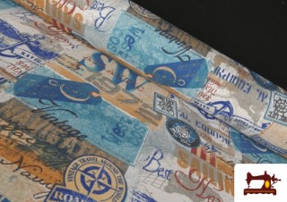 Tela de Loneta Estampado Marinero Vintage