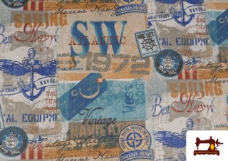 Venta de Tela de Loneta Estampado Marinero Vintage