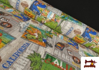 Tela de Loneta Estampado Postales Ancho 280cm