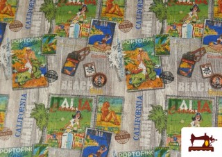 Comprar Tela de Loneta Estampado Postales Ancho 280cm