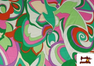 Tela de Viscosa Multicolor Pétalos color Verde