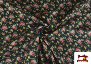 Venta online de Tela de Popelín Estampado Flores Rosas y Amarillas