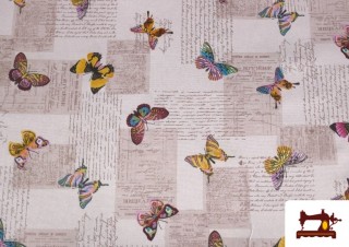 Comprar Tela de Loneta de Mariposas y Escrituras 140cm Comprar Tela de Loneta de Mariposas y Escrituras 140cm