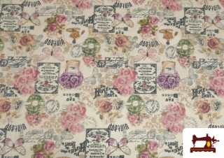 Venta de Tela de Loneta Estampado Botánico Floral Vintage 140cm ancho Venta de Tela de Loneta Estampado Botánico Floral Vintage 140cm ancho