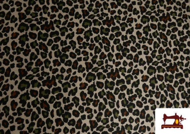 Venta de Tela de Loneta de Algodón Leopardo 140cm color Caqui