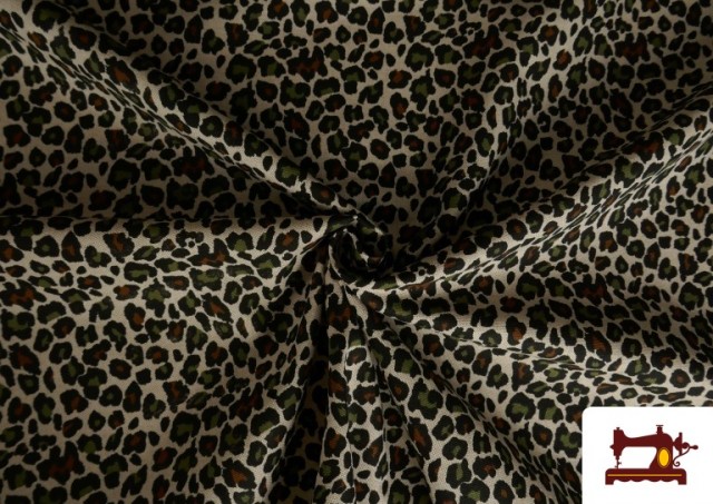 Comprar online Tela de Loneta de Algodón Leopardo 140cm color Caqui