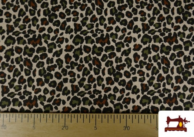 Venta online de Tela de Loneta de Algodón Leopardo 140cm color Caqui