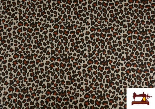 Comprar online Tela de Loneta de Algodón Leopardo 140cm color Marrón