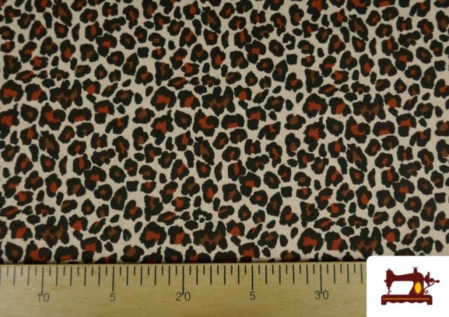 Tela de Loneta de Algodón Leopardo 140cm color Marrón