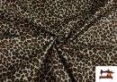 Tela de Loneta de Algodón Leopardo 140cm color Marrón