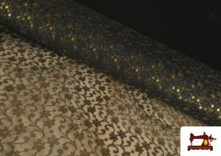 Tul Rígido Blonda Lamé Floral