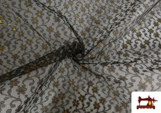 Comprar Tul Rígido Blonda Lamé Floral