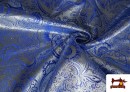 Comprar Tela Jacquard de Seda de Colores con Cachemir Plata color Azul
