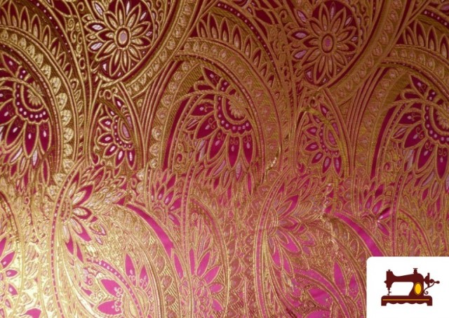 Comprar Tela de Brocado Jacquard Floral Dorado color Fucsia
