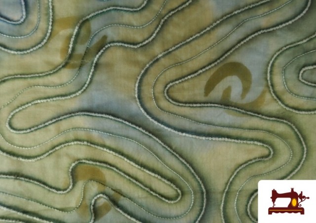 Comprar online Organza de Seda Natural Bordada Tie-Dye Batik color Verde