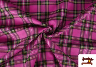 Venta online de Tela de Viella Estampado Cuadros Azul / Fucsia color Rosa Venta online de Tela de Viella Estampado Cuadros Azul / Fucsia color Rosa