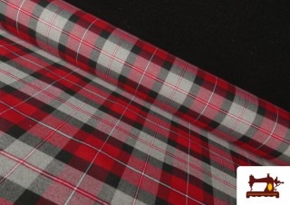 Tela de Viella Estampado Cuadros Grises y Rojos Tela de Viella Estampado Cuadros Grises y Rojos