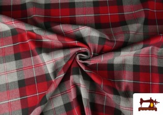 Venta online de Tela de Viella Estampado Cuadros Grises y Rojos Venta online de Tela de Viella Estampado Cuadros Grises y Rojos