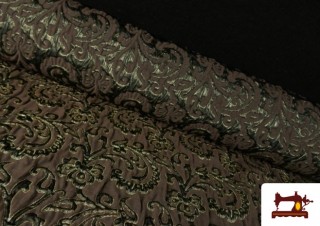 Tela de Brocado Jacquard Arrugada color Marrón