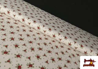 Tela de Algodón de Navidad Bayas de Acebo