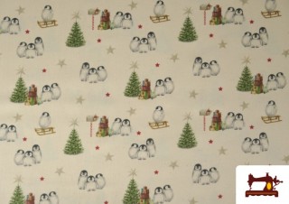 Venta de Tela de Algodón de Navidad Pingüinos