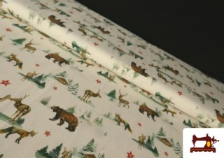 Tela de Algodón de Navidad Osos y Arces