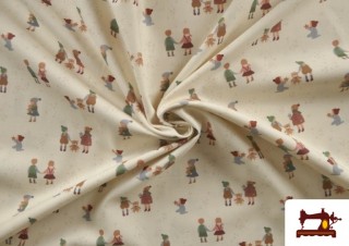 Venta online de Tela de Algodón de Navidad Niños Jugando Vintage