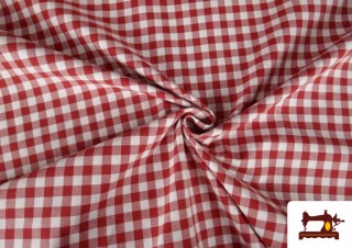 Comprar online Tela de Mantelería de Cuadros Vichy Rojos 1cm