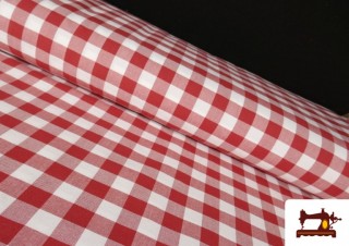 Tela de Mantelería de Cuadros Vichy Rojos 2cm