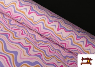 Comprar Tela de Sudadera Perchada Estampado Ondas de Colores color Rosa