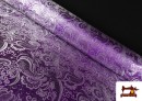 Comprar online Tela Jacquard de Seda de Colores con Cachemir Plata color Morado