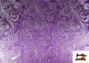 Venta online de Tela Jacquard de Seda de Colores con Cachemir Plata color Morado