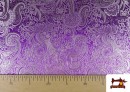 Tela Jacquard de Seda de Colores con Cachemir Plata color Morado