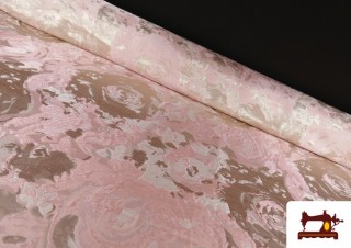 Tela de Jacquard para Tapicería y Decoración Rosas Plata color Rosa Tela de Jacquard para Tapicería y Decoración Rosas Plata color Rosa