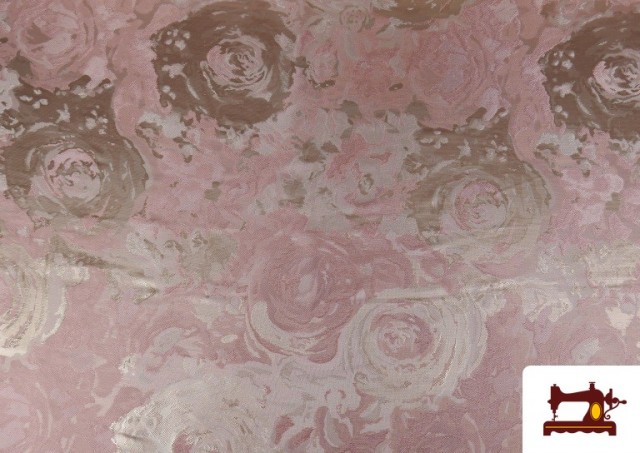 Comprar Tela de Jacquard para Tapicería y Decoración Rosas Plata color Rosa