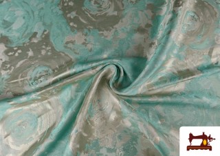 Venta online de Tela de Jacquard para Tapicería y Decoración Rosas Plata color Verde mint Venta online de Tela de Jacquard para Tapicería y Decoración Rosas Plata color Verde mint