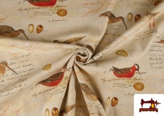 Venta online de Tela de Half Panama de  Algodón  Estampado Pájaros Vintage Venta online de Tela de Half Panama de  Algodón  Estampado Pájaros Vintage