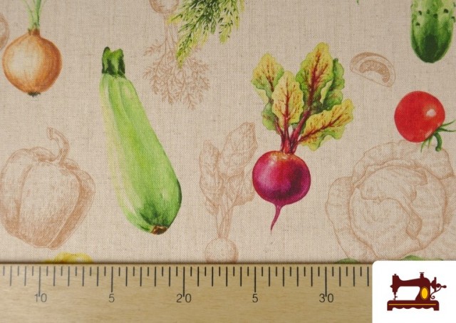 Comprar online Tela de Half Panama Algodón Estampado  Verduras