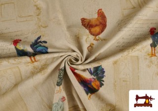 Comprar online Tela de Half Panama Estampado de  Algodón Gallos y Gallinas Comprar online Tela de Half Panama Estampado de  Algodón Gallos y Gallinas