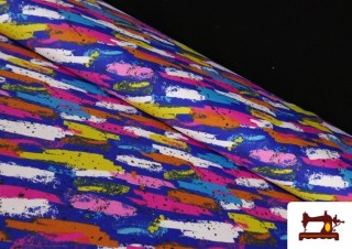 Tela de Sudadera French Terry Estampado Multicolor color Azul Tela de Sudadera French Terry Estampado Multicolor color Azul