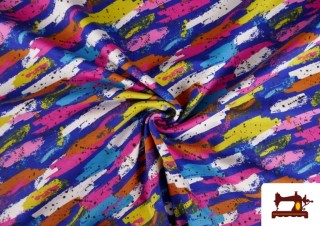 Venta de Tela de Sudadera French Terry Estampado Multicolor color Azul Venta de Tela de Sudadera French Terry Estampado Multicolor color Azul