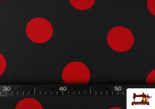 Comprar Tela de Flamenca con Lunares grandes Rojos color Negro