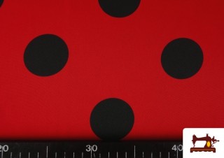 Tela Roja de Flamenca con Lunares grandes Negros