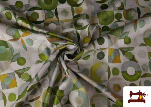 Venta online de Tela de Crepe Estampado Círculos color Verde