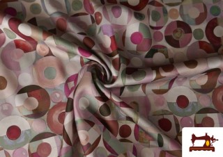 Comprar online Tela de Crepe Estampado Círculos color Rosa