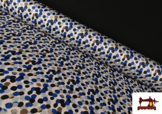 Tela de Crepe Estampado Topos de Colores color Azul Tela de Crepe Estampado Topos de Colores color Azul