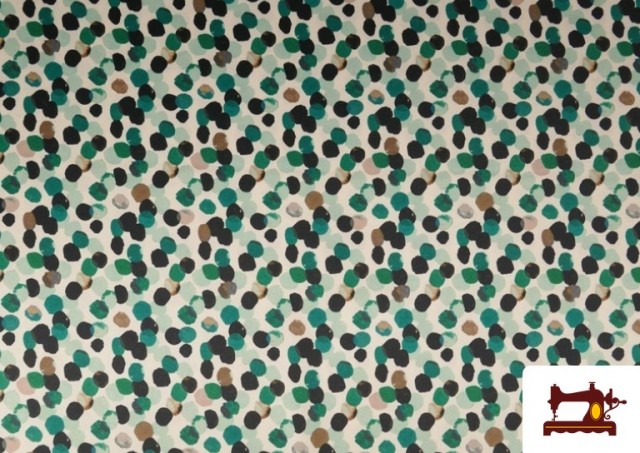 Venta online de Tela de Crepe Estampado Topos de Colores color Verde